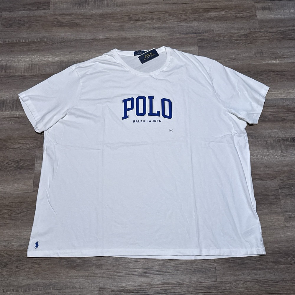 Polo Ralph Lauren White Short Sleeve Logo Jersey Tee Shirt Men's 3XB 3XL Big NEW
